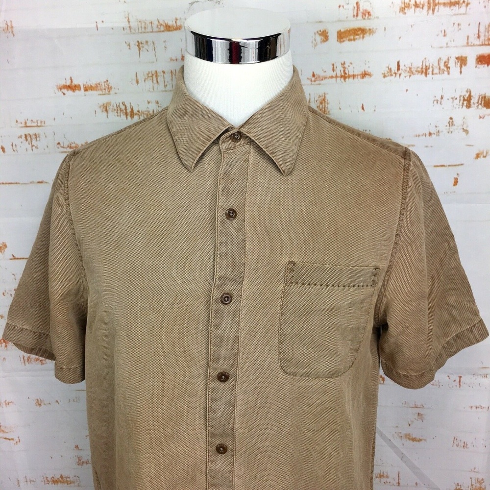Nat Nast Mens Silk Button Up Shirt Medium M Brown